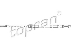 TOPRAN 501 091 trosas, stovėjimo stabdys 
 Stabdžių sistema -> Valdymo svirtys/trosai
1 162 999, 1 166 237, 3440 1 166 237