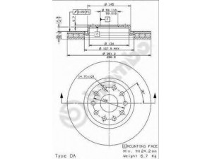 BREMBO 09.6767.14 stabdžių diskas 
 Stabdžių sistema -> Diskinis stabdys -> Stabdžių diskas
46449390, 60814639, 82480447