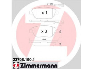 ZIMMERMANN 23708.190.1 stabdžių trinkelių rinkinys, diskinis stabdys 
 Techninės priežiūros dalys -> Papildomas remontas
77 362 092, 77 362 195, 77 362 712