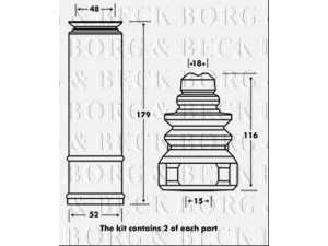 BORG & BECK BPK7080 apsauginio dangtelio komplektas, amortizatorius