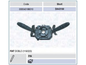 MAGNETI MARELLI 000043188010 vairo kolonėlės jungiklis 
 Vidaus įranga -> Rankinės/kojinės svirties sistema
735292034