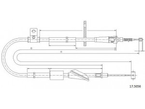 CABOR 17.5056 trosas, stovėjimo stabdys 
 Stabdžių sistema -> Valdymo svirtys/trosai
54402M79G00