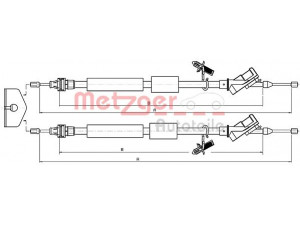 METZGER 10.5371 trosas, stovėjimo stabdys 
 Stabdžių sistema -> Valdymo svirtys/trosai
1525803