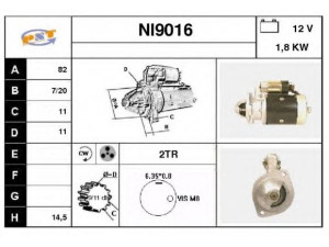 SNRA NI9016 starteris 
 Elektros įranga -> Starterio sistema -> Starteris
M2T20671, M2T52881, M2T54871, M2T54881