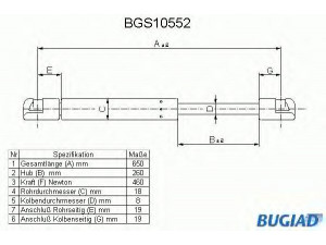 BUGIAD BGS10552 dujinė spyruoklė, bagažinė 
 Priedai -> Bagažinė/pakrovimo skyrius
95606490, 9560649080
