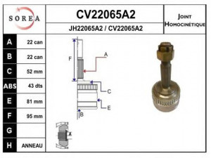 EAI CV22065A2K jungčių komplektas, kardaninis velenas 
 Ratų pavara -> Sujungimai/komplektas