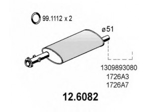 ASSO 12.6082 vidurinis duslintuvas 
 Išmetimo sistema -> Duslintuvas
1309893080, 1313060080, 1318684080