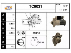 SNRA TC9031 starteris 
 Elektros įranga -> Starterio sistema -> Starteris
M0T82081, 5802V7, 5802W3
