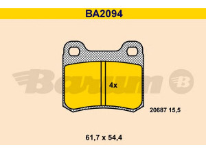 BARUM BA2094 stabdžių trinkelių rinkinys, diskinis stabdys 
 Techninės priežiūros dalys -> Papildomas remontas
000 420 98 20