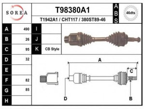 EAI T98380A1 kardaninis velenas 
 Ratų pavara -> Kardaninis velenas
5274806AB