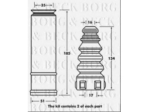 BORG & BECK BPK7091 apsauginio dangtelio komplektas, amortizatorius