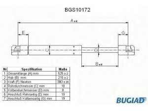 BUGIAD BGS10172 dujinė spyruoklė, bagažinė 
 Priedai -> Bagažinė/pakrovimo skyrius
46725028