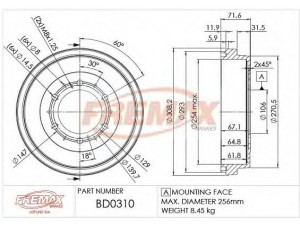 FREMAX BD-0310 stabdžių būgnas 
 Stabdžių sistema -> Būgninis stabdys -> Stabdžių būgnas
42431-26190