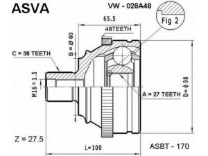 ASVA VW-028A48 jungčių komplektas, kardaninis velenas 
 Ratų pavara -> Sujungimai/komplektas
701407321E, 701498099C, 701498099CX