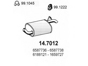 ASSO 14.7012 galinis duslintuvas 
 Išmetimo sistema -> Duslintuvas
1018858, 1460239, 1659727, 5029642
