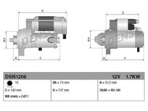 DENSO DSN1206 starteris 
 Elektros įranga -> Starterio sistema -> Starteris
270 906 00 26, 270 906 00 26 80