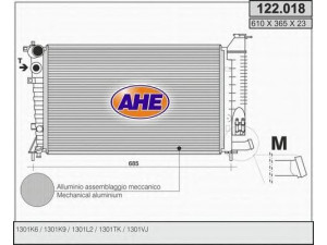 AHE 122.018 radiatorius, variklio aušinimas 
 Aušinimo sistema -> Radiatorius/alyvos aušintuvas -> Radiatorius/dalys
1301L2