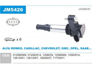 JANMOR JM5426 ritė, uždegimas 
 Kibirkšties / kaitinamasis uždegimas -> Uždegimo ritė
12583514, 12613051, 12613057, 12629037