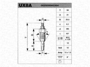 MAGNETI MARELLI 062500000304 kaitinimo žvakė 
 Kibirkšties / kaitinamasis uždegimas -> Kaitinimo kaištis