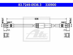 ATE 83.7249-0536.3 stabdžių žarnelė 
 Stabdžių sistema -> Stabdžių žarnelės
3C0 611 701 C, 3C0 611 701 J, 8P0 611 701