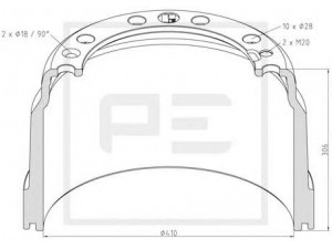 PE Automotive 146.137-00A stabdžių būgnas 
 Stabdžių sistema -> Būgninis stabdys -> Stabdžių būgnas
001075310, 003171748, 01075310