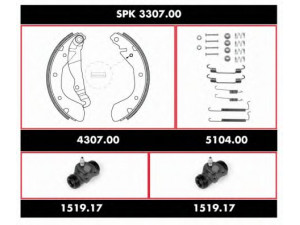 REMSA SPK 3307.00 stabdžių rinkinys, būgniniai stabdžiai 
 Stabdžių sistema -> Būgninis stabdys -> Stabdžių remonto rinkinys
OPELKFS025
