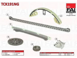 FAI AutoParts TCK191NG pavaros grandinės komplektas 
 Variklis -> Variklio uždegimo laiko reguliavimo kontrolė -> Sinchronizavimo grandinė/įtempiklis/kreiptuvas -> Pavaros grandinės komplektas