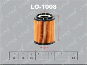 LYNXauto LO-1008 alyvos filtras 
 Filtrai -> Alyvos filtras
05015 171AA, 1025629, 95VVV6714AB