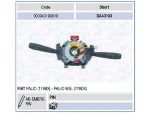 MAGNETI MARELLI 000043193010 vairo kolonėlės jungiklis 
 Vidaus įranga -> Rankinės/kojinės svirties sistema
735241456