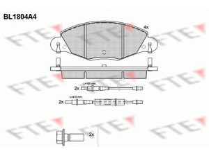 FTE BL1804A4 stabdžių trinkelių rinkinys, diskinis stabdys 
 Techninės priežiūros dalys -> Papildomas remontas
425216, 425249, 425289