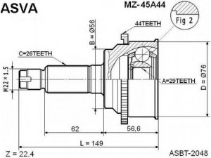 ASVA MZ-45A44 jungčių komplektas, kardaninis velenas 
 Ratų pavara -> Sujungimai/komplektas
FA51-25-50XC, FA51-25-60X, FA52-25-60XC