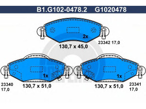 GALFER B1.G102-0478.2 stabdžių trinkelių rinkinys, diskinis stabdys 
 Techninės priežiūros dalys -> Papildomas remontas
04465-0D010, 04465-0D040