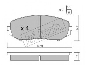 fri.tech. 782.0 stabdžių trinkelių rinkinys, diskinis stabdys 
 Techninės priežiūros dalys -> Papildomas remontas
55200-65J00, 55200-65J01, 55200-65J10