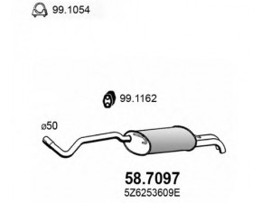 ASSO 58.7097 galinis duslintuvas 
 Išmetimo sistema -> Duslintuvas
5Z6253025G, 5Z6253609E, 5Z6253609G