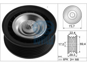 RUVILLE 57535 kreipiantysis skriemulys, V formos rumbuotas diržas 
 Diržinė pavara -> V formos rumbuotas diržas/komplektas -> Laisvasis/kreipiamasis skriemulys
276 202 01 19