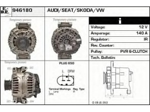EDR 946180 kintamosios srovės generatorius 
 Elektros įranga -> Kint. sr. generatorius/dalys -> Kintamosios srovės generatorius
06B903016AA, 06B903016AB, 06B903016ABX