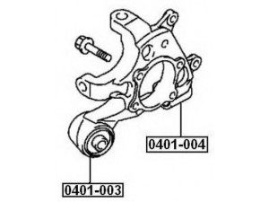ASVA 0401-004 valdymo svirties/išilginių svirčių įvorė 
 Ašies montavimas/vairavimo mechanizmas/ratai -> Valdymo svirtis/pasukamosios svirties sujungimas -> Montavimas/sutvirtinimas
MR418065, MR418066