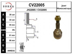 EAI CV22005K jungčių komplektas, kardaninis velenas 
 Ratų pavara -> Sujungimai/komplektas