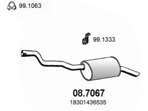 ASSO 08.7067 galinis duslintuvas 
 Išmetimo sistema -> Duslintuvas
18101436535, 18101436536, 18301436535