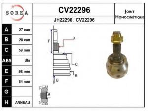 EAI CV22296K jungčių komplektas, kardaninis velenas 
 Ratų pavara -> Sujungimai/komplektas