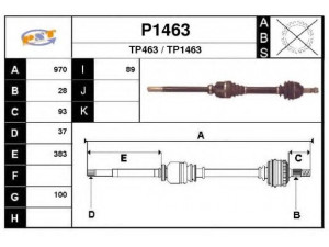 SNRA P1463 kardaninis velenas 
 Ratų pavara -> Kardaninis velenas
3273GC, 9644292980