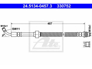 ATE 24.5134-0457.3 stabdžių žarnelė 
 Stabdžių sistema -> Stabdžių žarnelės
46201-00QAC, 44 03 645, 9111645