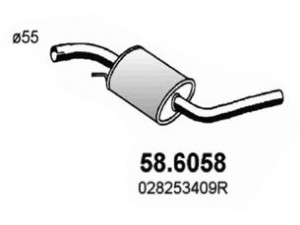 ASSO 58.6058 vidurinis duslintuvas 
 Išmetimo sistema -> Duslintuvas
023253409AJ, 028253409R, 7D0253409A