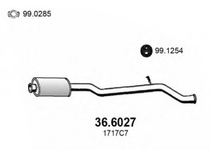 ASSO 36.6027 vidurinis duslintuvas 
 Išmetimo sistema -> Duslintuvas
1717C7
