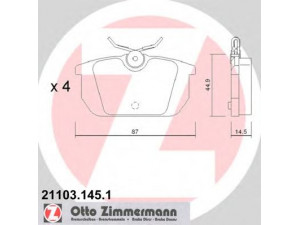 ZIMMERMANN 21103.145.1 stabdžių trinkelių rinkinys, diskinis stabdys 
 Techninės priežiūros dalys -> Papildomas remontas
60777601, 9945821, 9945823, 9950479