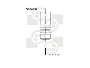 BGA V994937 įleidimo vožtuvas 
 Variklis -> Variklio uždegimo laiko reguliavimo kontrolė -> Vožtuvų eilė -> Vožtuvai/dalys
1397641-0, 7438610007, 1397641