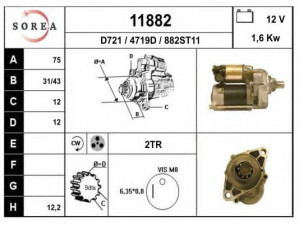 EAI 11882 starteris 
 Elektros įranga -> Starterio sistema -> Starteris
31200P44G5, 31200P44G51, 31200P45G5