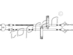 TOPRAN 302 067 trosas, stovėjimo stabdys 
 Stabdžių sistema -> Valdymo svirtys/trosai
1 205 576, 1 253 158, 3S412A603CB