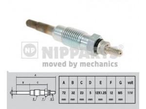 NIPPARTS J5710400 kaitinimo žvakė 
 Kibirkšties / kaitinamasis uždegimas -> Kaitinimo kaištis
00115-90001, 02502-01026, 02502-01041