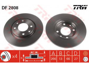 TRW DF2808 stabdžių diskas 
 Dviratė transporto priemonės -> Stabdžių sistema -> Stabdžių diskai / priedai
1608691680, 4246R4, 424982, E169020